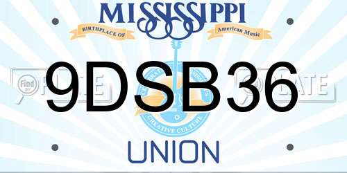 9DSB36 Mississippi License Plate