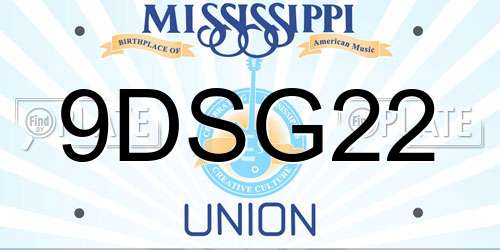 9DSG22 Mississippi License Plate