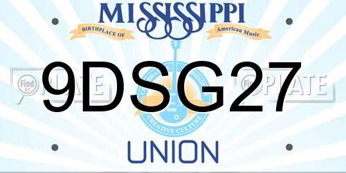 9DSG27 Mississippi License Plate