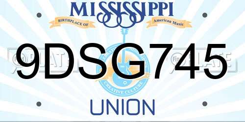 9DSG745 Mississippi License Plate