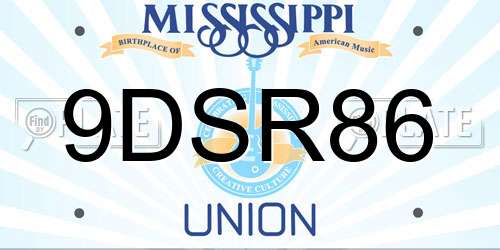 9DSR86 Mississippi License Plate