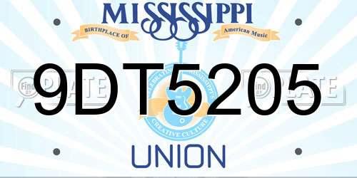 9DT5205 Mississippi License Plate