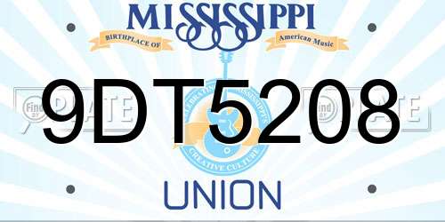 9DT5208 Mississippi License Plate