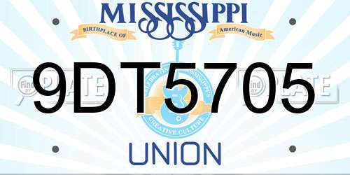 9DT5705 Mississippi License Plate