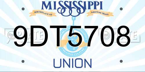 9DT5708 Mississippi License Plate