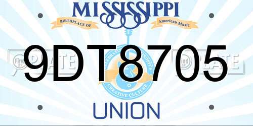 9DT8705 Mississippi License Plate
