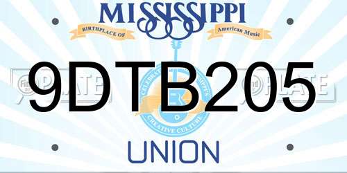 9DTB205 Mississippi License Plate