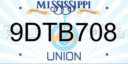 9DTB708 Mississippi License Plate