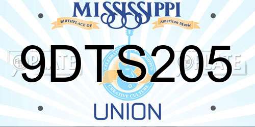 9DTS205 Mississippi License Plate