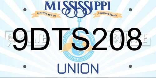 9DTS208 Mississippi License Plate
