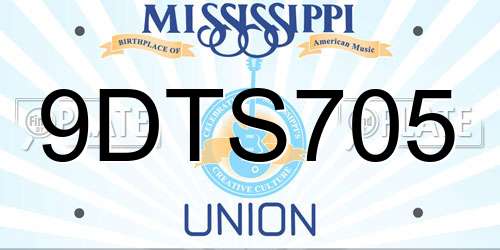 9DTS705 Mississippi License Plate