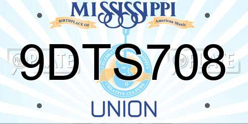 9DTS708 Mississippi License Plate