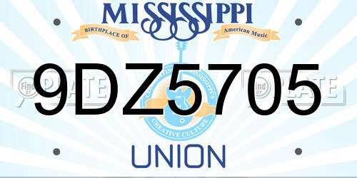 9DZ5705 Mississippi License Plate