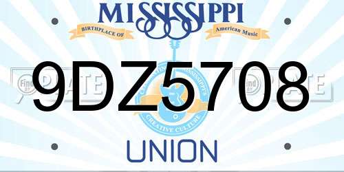 9DZ5708 Mississippi License Plate