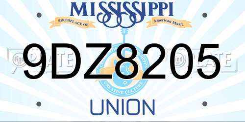 9DZ8205 Mississippi License Plate