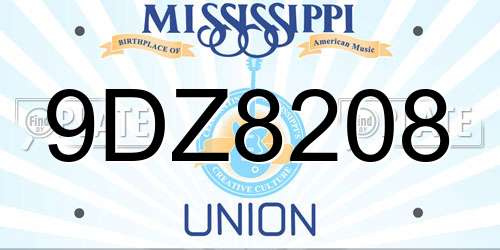 9DZ8208 Mississippi License Plate
