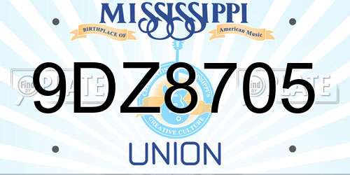 9DZ8705 Mississippi License Plate