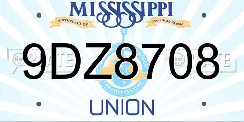 9DZ8708 Mississippi License Plate