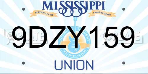 9DZY159 Mississippi License Plate