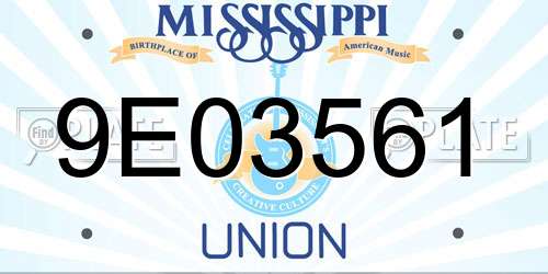 9E03561 Mississippi License Plate