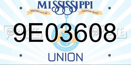 9E03608 Mississippi License Plate
