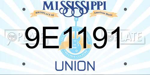 9E1191 Mississippi License Plate