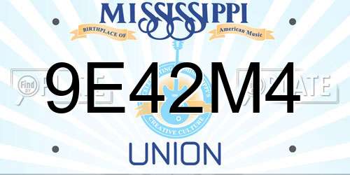 9E42M4 Mississippi License Plate