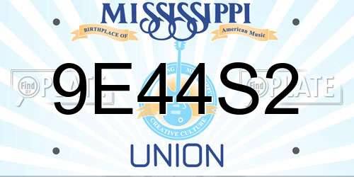9E44S2 Mississippi License Plate