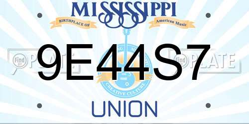 9E44S7 Mississippi License Plate