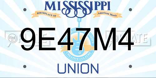 9E47M4 Mississippi License Plate