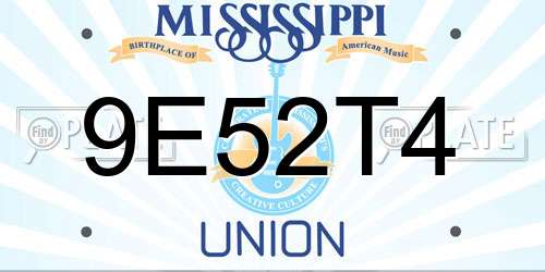 9E52T4 Mississippi License Plate