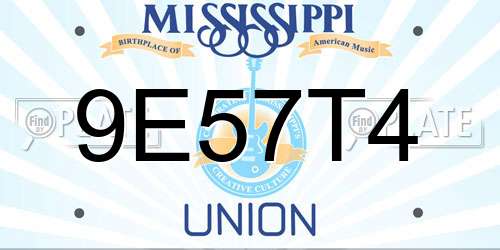 9E57T4 Mississippi License Plate