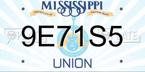 9E71S5 Mississippi License Plate