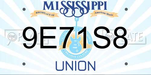 9E71S8 Mississippi License Plate
