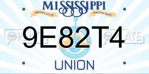 9E82T4 Mississippi License Plate
