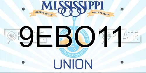 9EBO11 Mississippi License Plate
