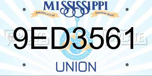 9ED3561 Mississippi License Plate