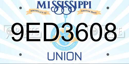 9ED3608 Mississippi License Plate