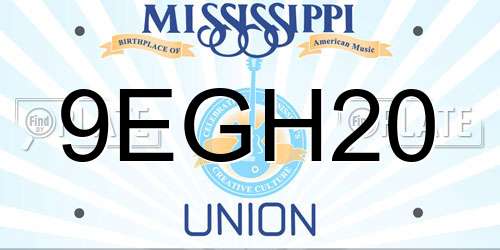 9EGH20 Mississippi License Plate