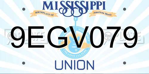 9EGV079 Mississippi License Plate