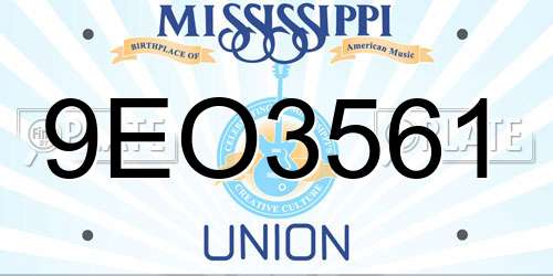 9EO3561 Mississippi License Plate