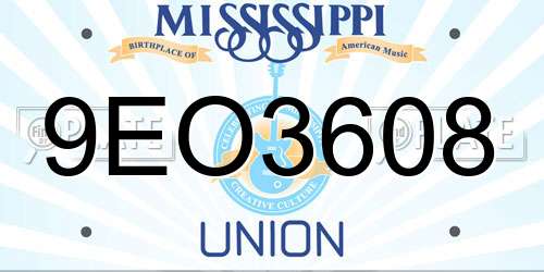 9EO3608 Mississippi License Plate