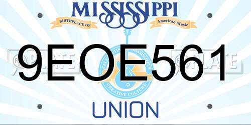 9EOE561 Mississippi License Plate