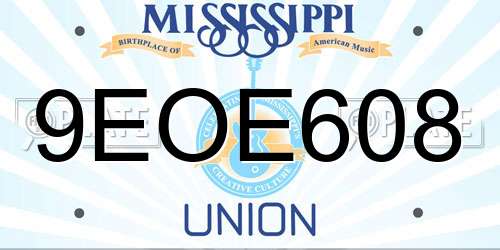 9EOE608 Mississippi License Plate