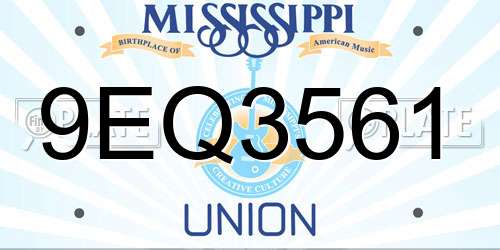 9EQ3561 Mississippi License Plate