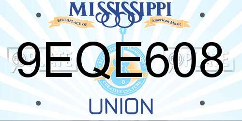 9EQE608 Mississippi License Plate