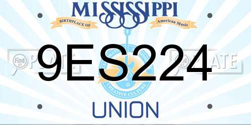 9ES224 Mississippi License Plate