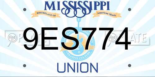 9ES774 Mississippi License Plate