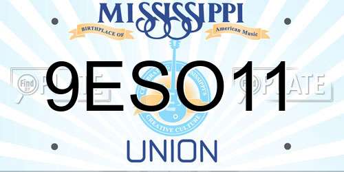 9ESO11 Mississippi License Plate