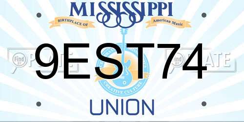 9EST74 Mississippi License Plate